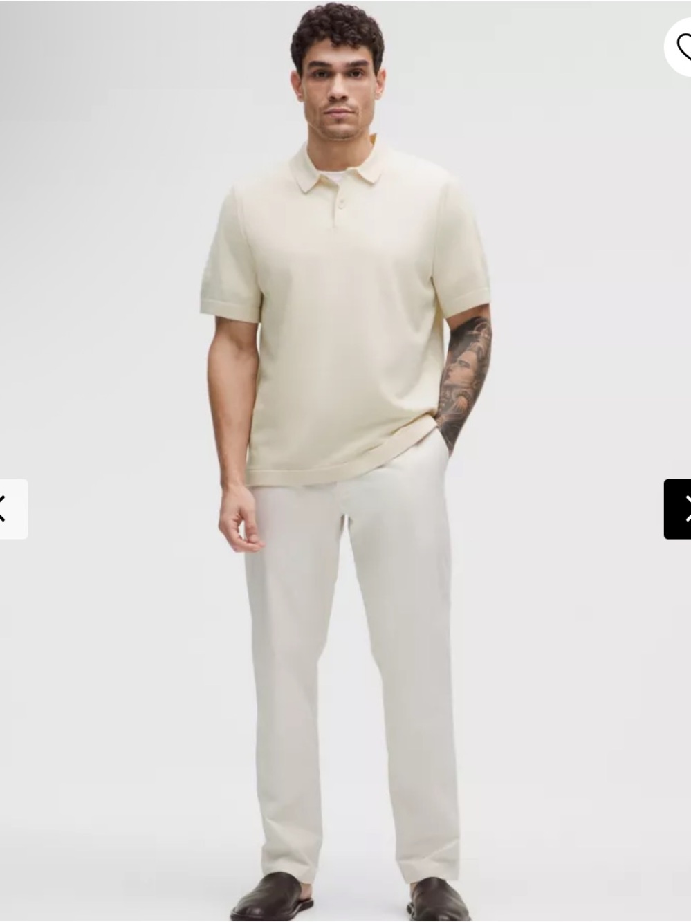 lululemon Men's Short Sleeve Evolution Golf Polo Shirt- Cream/Light Ivory Medium - Picture 5 of 5